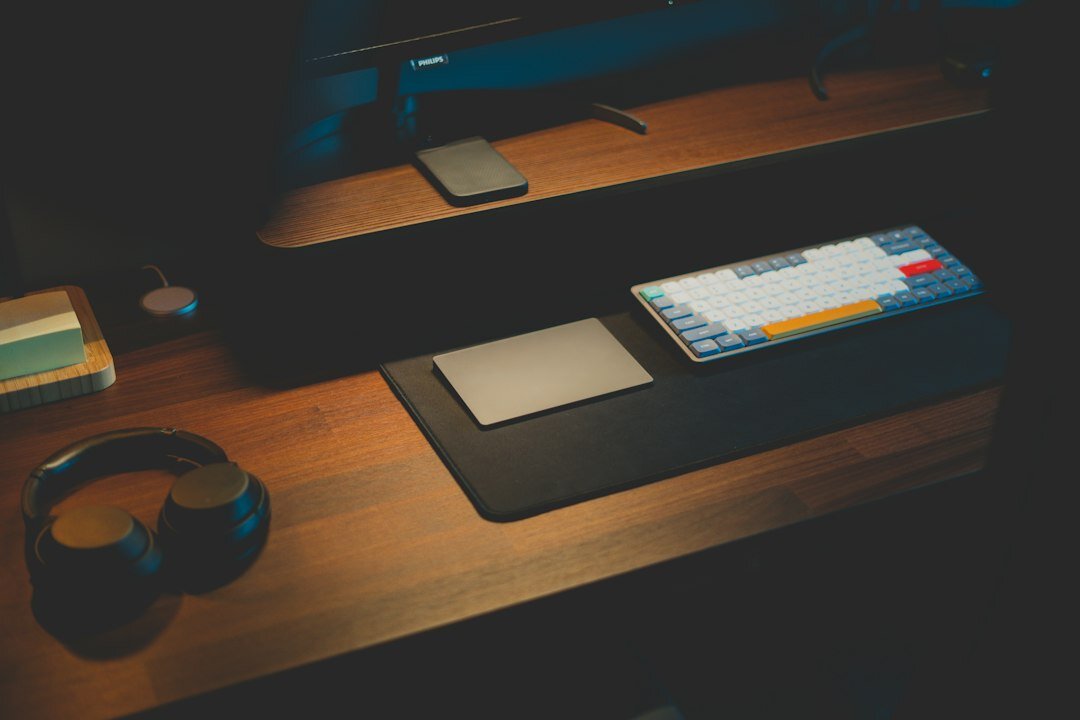 mystery novelist desk setup